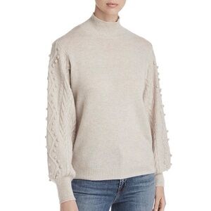 C by Bloomindale's 100% Cashmere Sweater Oatmeal Beige Mock Neck Pullover